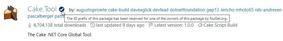 Cake package visual indicator on NuGet Gallery