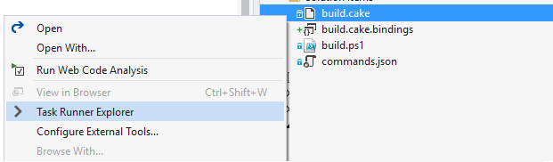 Open Visual Studio task runner explorer